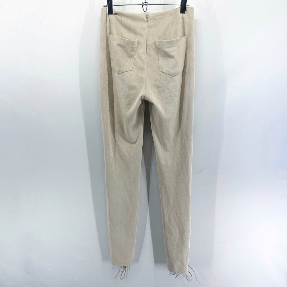 Maniere De Voir Beige Front-Lace Skinny Pants - Picture 5 of 7